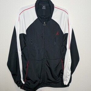 Jordan Full Zip Track Jacket XL Black White Red Jumpman Athletic Warm Up